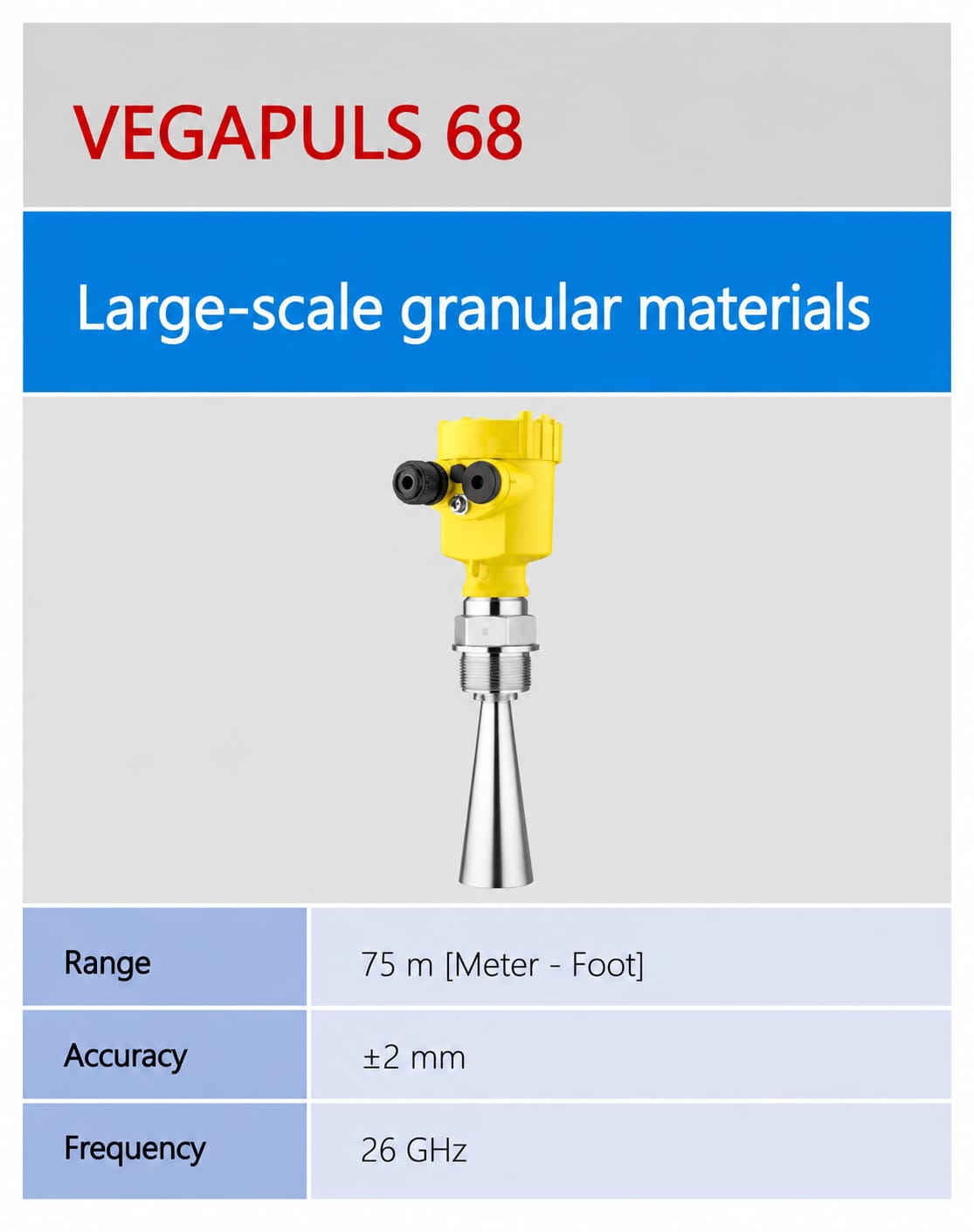 VEGA VEGAPULS 68 ເຄື່ອງວັດລະດັບເຣດາ - ວັດລະດັບວັດສະດຸເມັດຂະໜາດໃຫຍ່