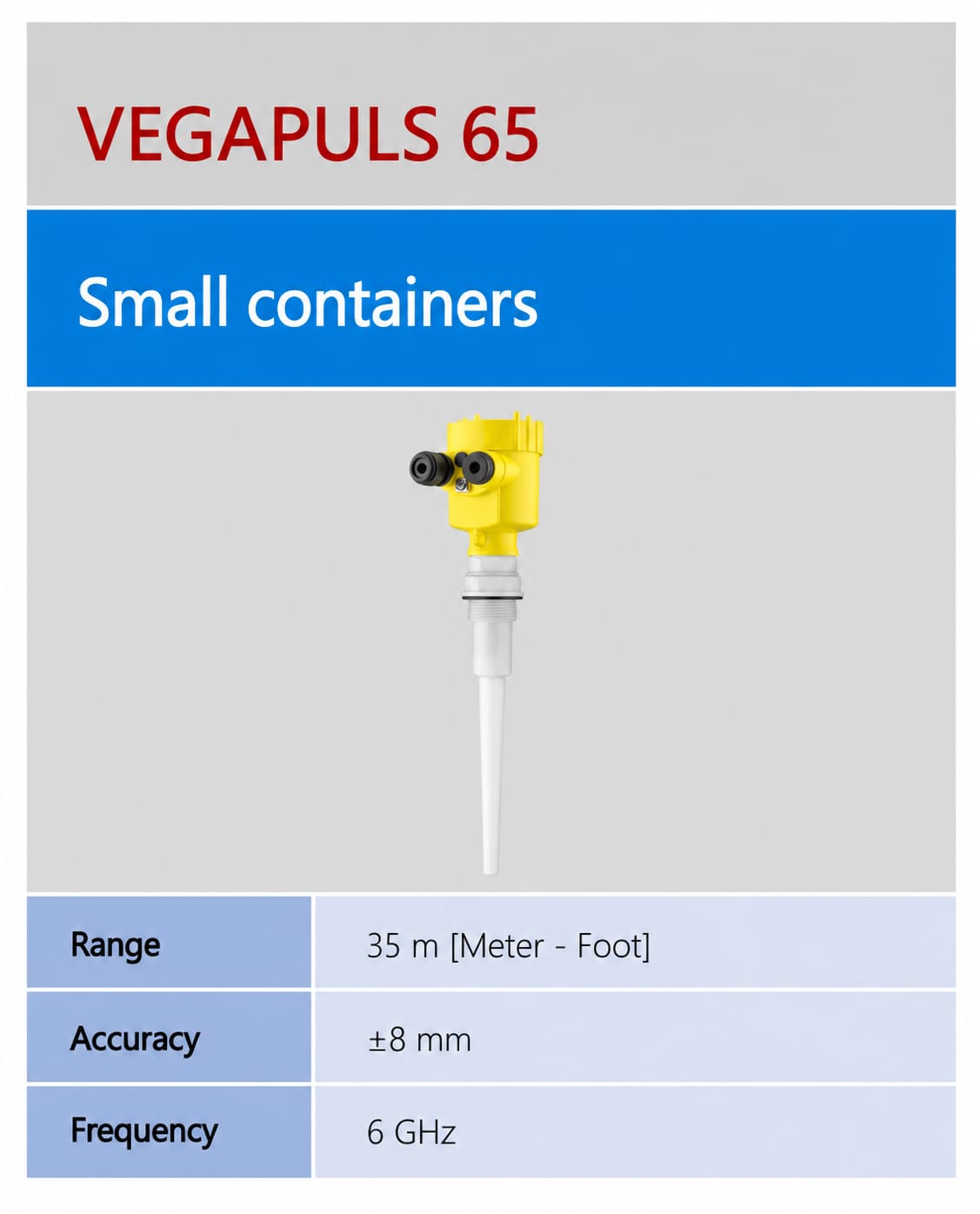 VEGA VEGAPULS 65 ເຄື່ອງວັດລະດັບເຣດາ - ພາຊະນະຂະໜາດນ້ອຍ