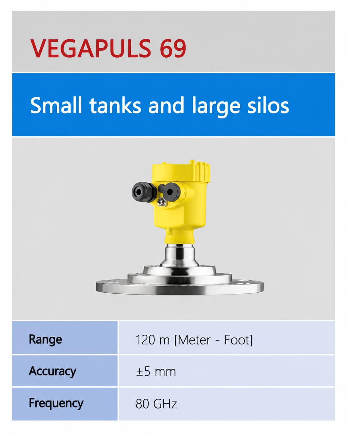VEGA VEGAPULS 69 ເຄື່ອງວັດລະດັບເຣດາ - ຖັງນ້ອຍແລະໄຊໂລຂະໜາດໃຫຍ່