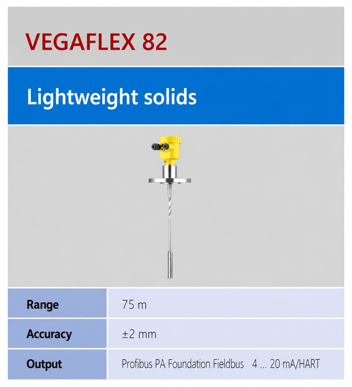 VEGAFLEX 82 ເຄື່ອງວັດລະດັບ Guided Wave Radar