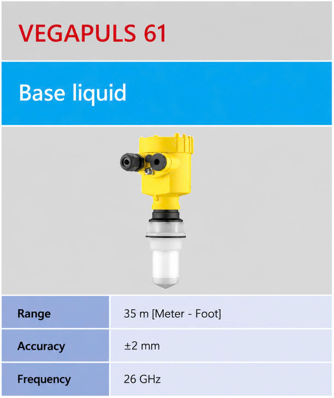 VEGA VEGAPULS 61 ເຄື່ອງວັດລະດັບເຣດາ - ວັດລະດັບຂອງແຫຼວພື້ນຖານ