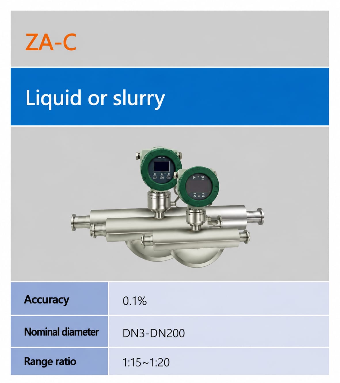 ZA-C ເຄື່ອງວັດອັດຕາການໄຫຼແບບມວນ for ຂອງແຫຼວ ຫຼື ສານລະລາຍຂົ້ນ