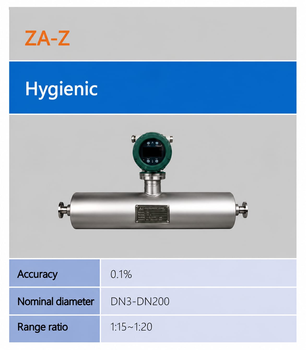 ZA-Z ແບບຖືກສຸຂະອະນາໄມ ເຄື່ອງວັດອັດຕາການໄຫຼແບບມວນ