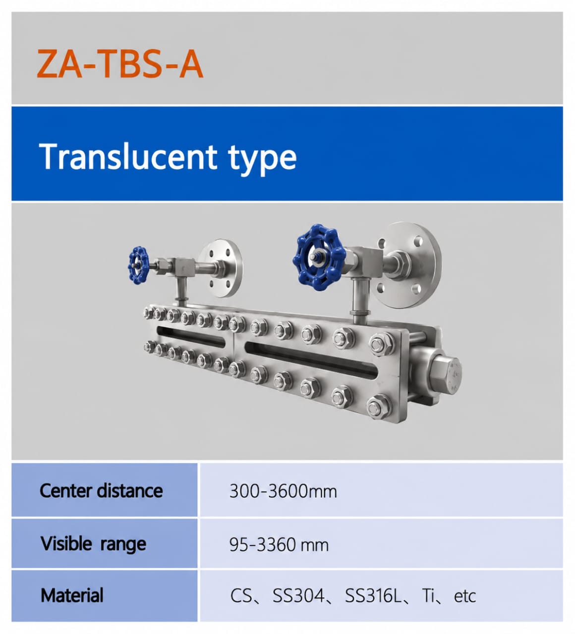 SMARTSEC ZA-TBS-A ເກດວັດລະດັບແຜ່ນແກ້ວແບບໂປ່ງແສງ