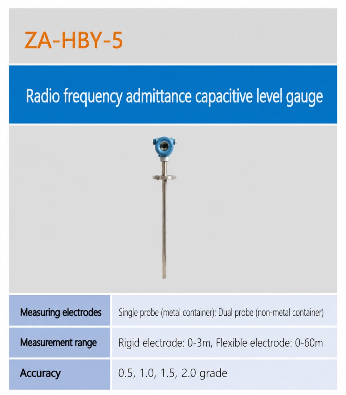 ZA-HBY-5 ເກຈລະດັບ Capacitive RF Admittance