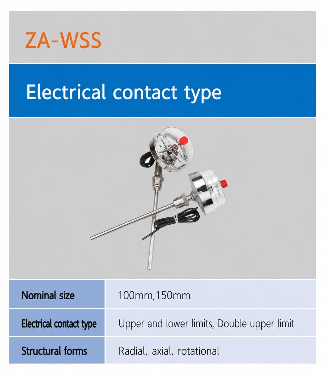 SMARTSEC ZA-WSS ເທີໂມມິເຕີ bimetallic ແບບຄອນແທັກໄຟຟ້າ