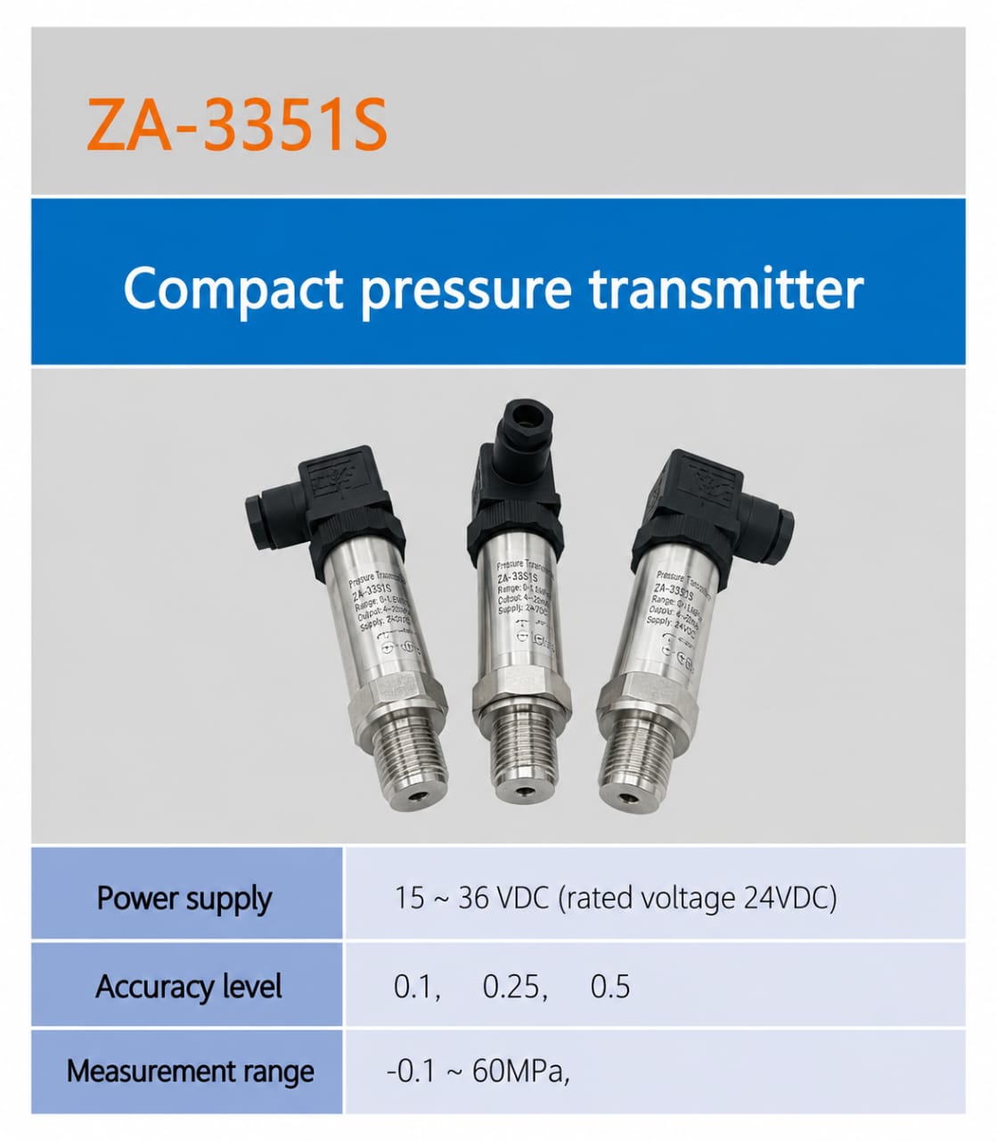 ເຄື່ອງສົ່ງສັນຍານແຮງດັນ ZA-3351S Compact pressure transmitter