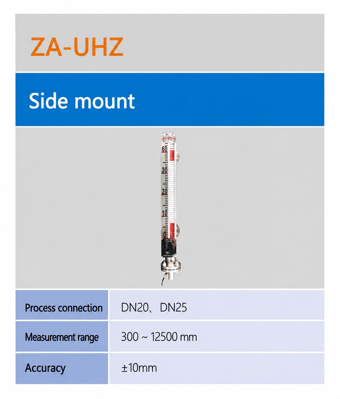 ZA-UHZ Side-Mount Magnetic Level Gauge - ຕິດຕັ້ງດ້ານຂ້າງ