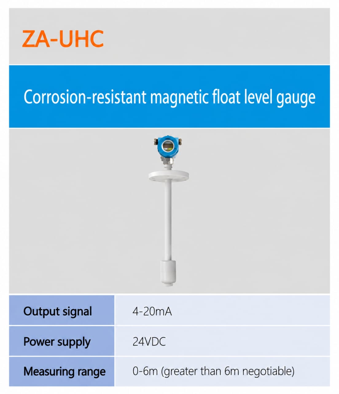 SMARTSEC ZA-UHC ເຄື່ອງວັດລະດັບລູກລອຍແມ່ເຫຼັກກັນການກັດກ່ອນ