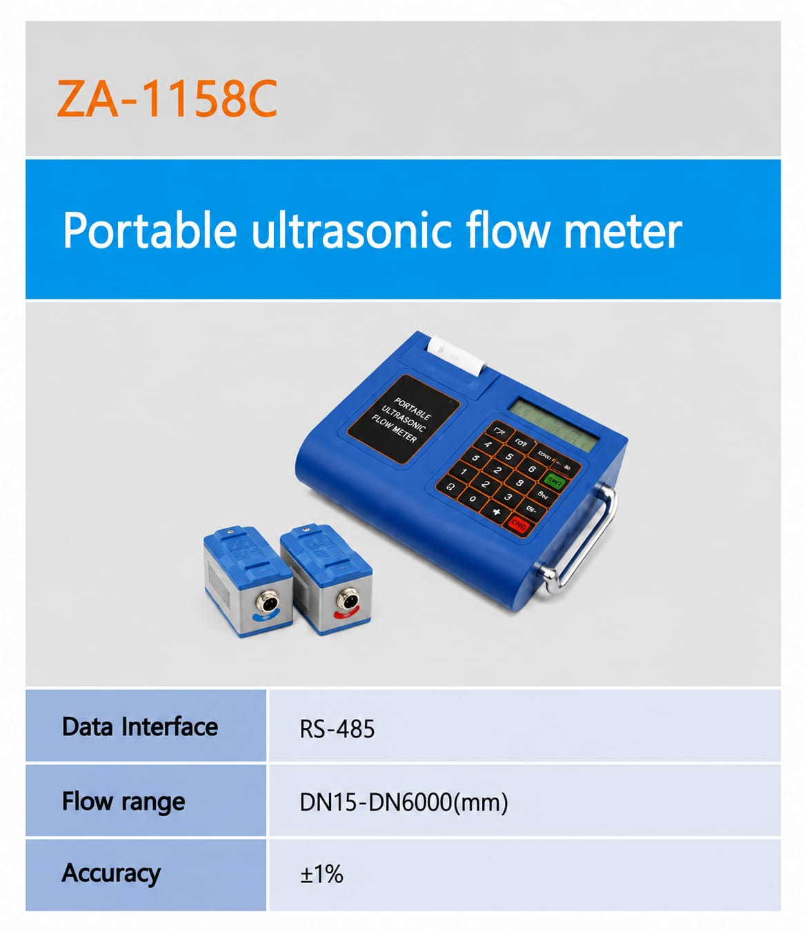 SMARTSEC ZA-1158C ເຄື່ອງວັດ Ultrasonic ແບບພົກພາ