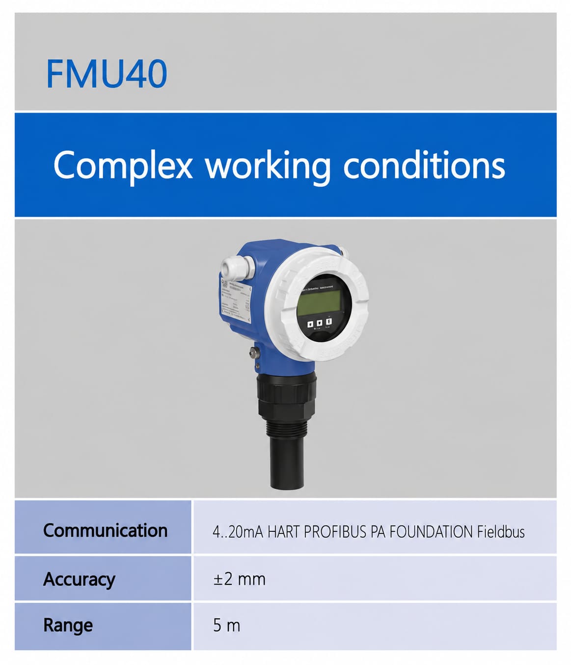 Endress+Hauser FMU40 ເຄື່ອງວັດລະດັບອັນຕຣາໂຊນິກ - ສໍາລັບເງື່ອນໄຂການໃຊ້ງານທີ່ຊັບຊ້ອນ
