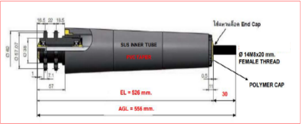 Interroll 3500-KXO-FD-I02 RL449 EL526 AGL556 ລູກກິ້ງລຳລຽງຮູບກວຍແກນຄົງທີ່