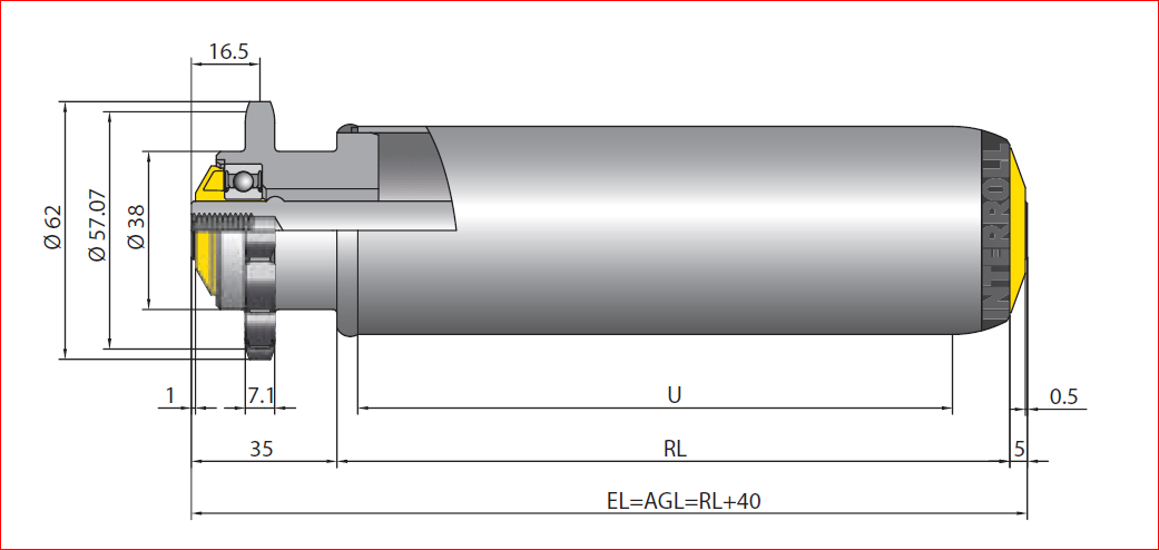 Interroll 3500-FD-W-I05 RL394 EL434 AGL434 ລູກກິ້ງລຳລຽງແບບຂັບຄົງທີ່