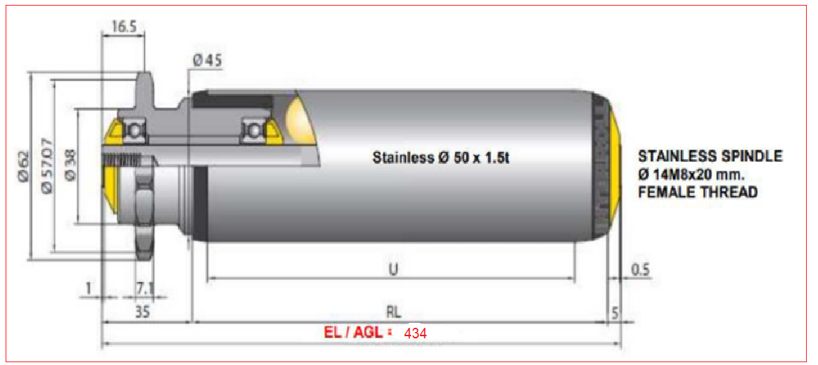 Interroll 3500-FD-I06 RL372 EL434 AGL434 ລູກກິ້ງລຳລຽງແບບຂັບຄົງທີ່