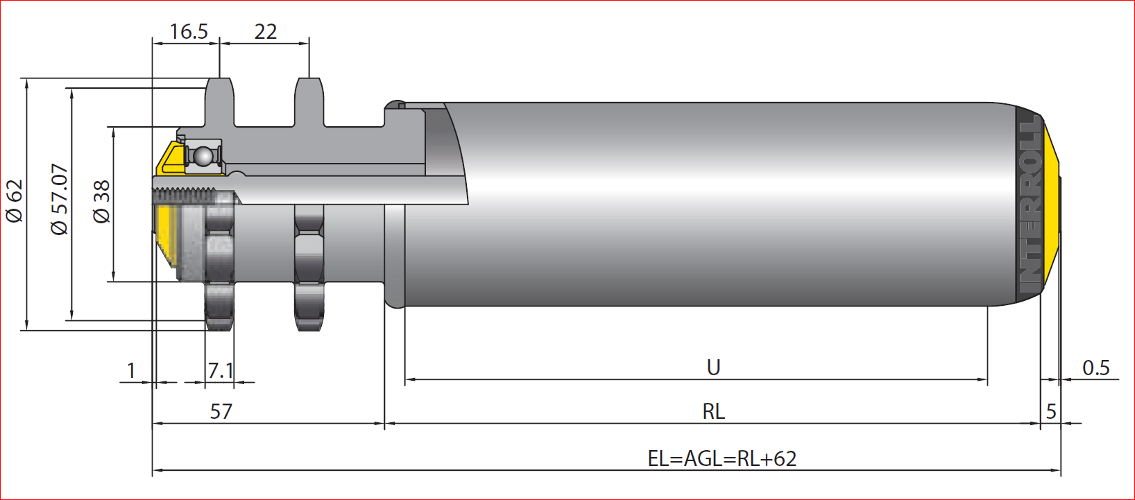Interroll 3500-FD-W-I10 RL347 EL436 AGL436 ລູກກິ້ງລຳລຽງແບບຂັບຄົງທີ່