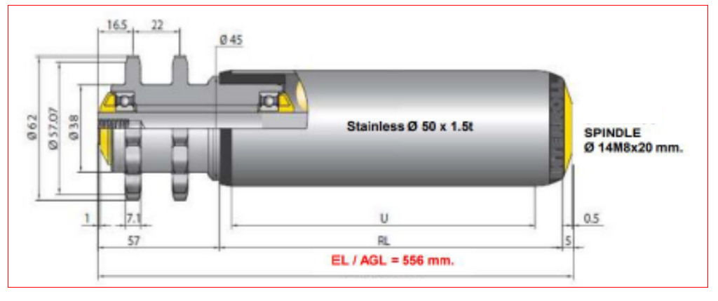 Interroll 3800-FR-I11 RL494 EL556 AGL556 ລູກກິ້ງລຳລຽງຂັບແບບແຮງສຽດທານ