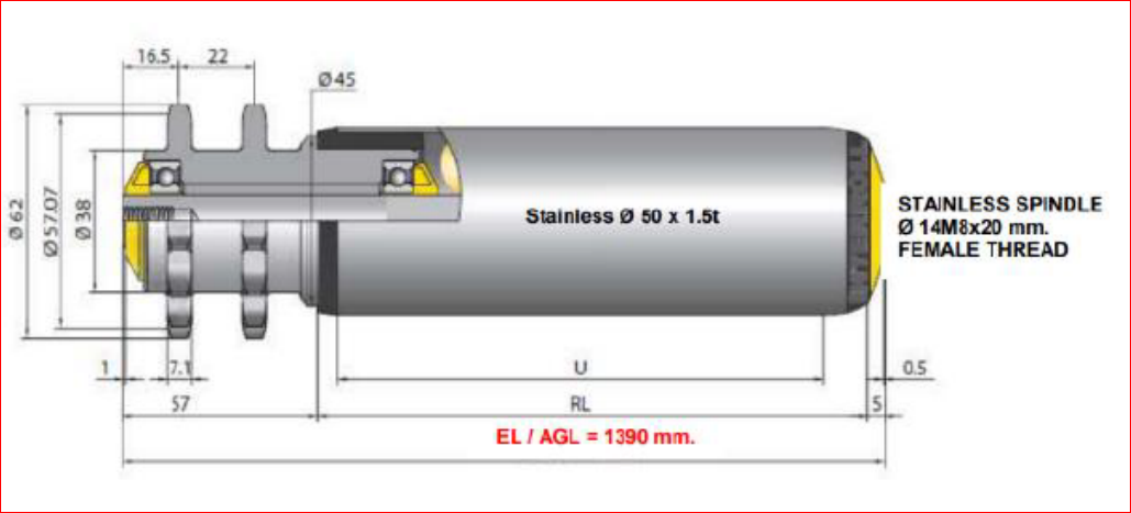 Interroll 3800-FR-I13 RL1328 EL1390 AGL1390 ລູກກິ້ງລຳລຽງຂັບແບບແຮງສຽດທານ