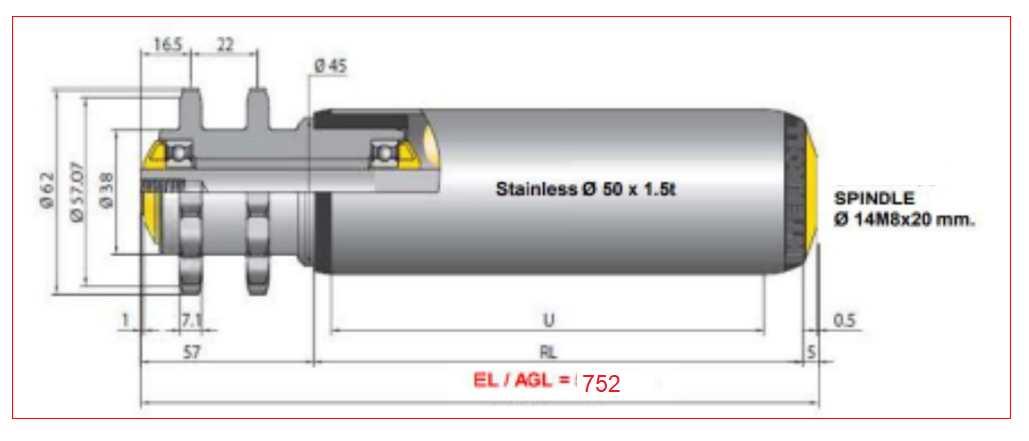 Interroll 3500-FD-I22 RL690 EL752 AGL752 ລູກກິ້ງລຳລຽງແບບຂັບຄົງທີ່