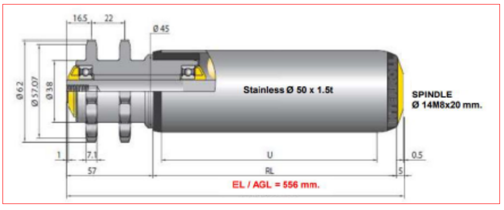 Interroll 3800-FR-I25 RL494 EL556 AGL556 ລູກກິ້ງລຳລຽງຂັບແບບແຮງສຽດທານ