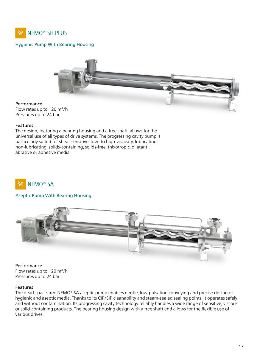 NETZSCH NEMO® BH ປໍ້າ progressing cavity BH ແບບສຸຂະອະນາໄມ