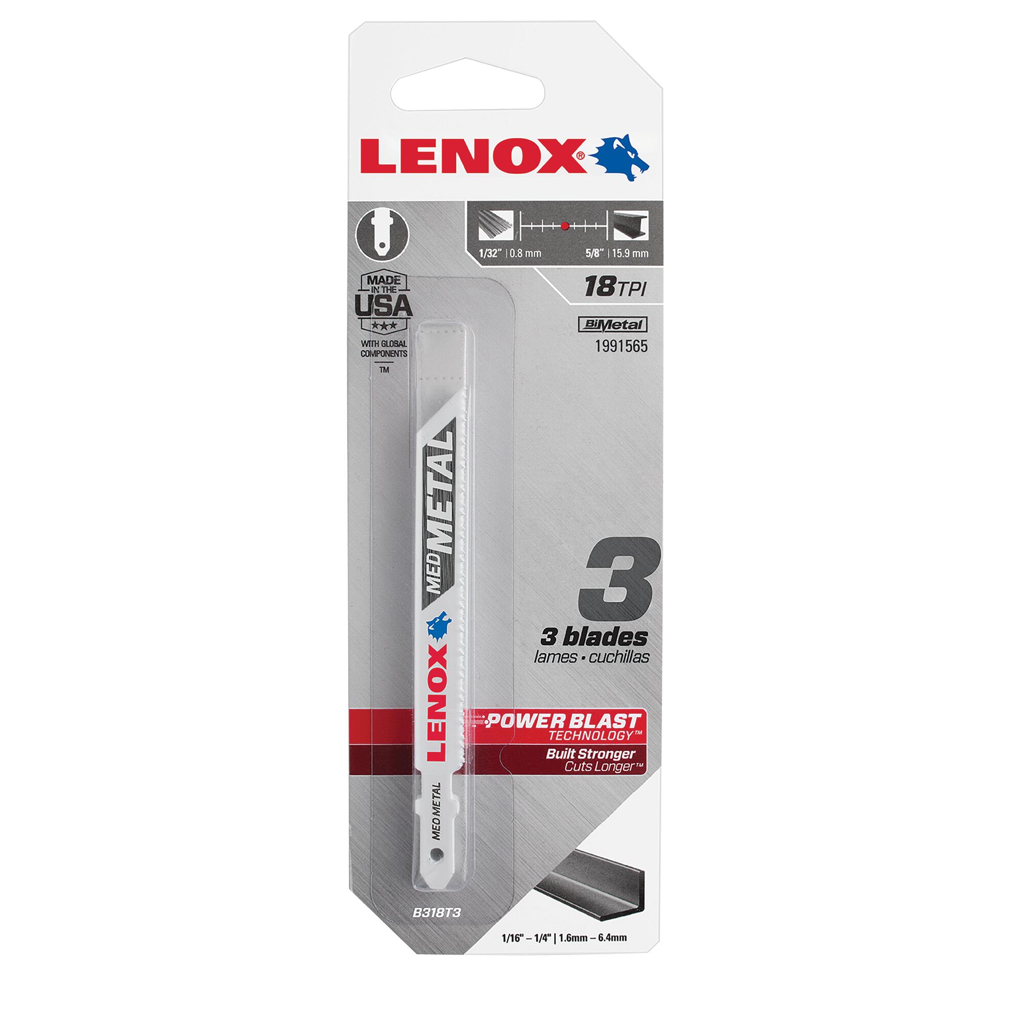 Metal Cutting Jig Saw Blades 92 x 10 x 0.9 18TPI 3/PK