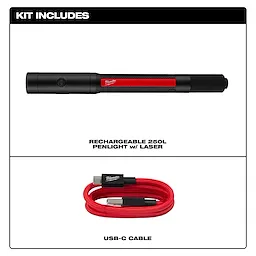 Milwaukee® Rechargeable 250L Penlight w/ Laser