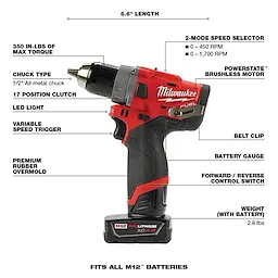 M12 FUEL™ 1/2" Drill Driver Kit