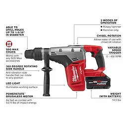 M18 FUEL™ 1-9/16" SDS Max Rotary Hammer Kit