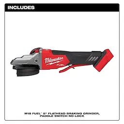 M18 FUEL™ 5" Flathead Braking Grinder, Paddle Switch No-Lock