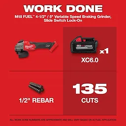 M18 FUEL™ 4-1/2" / 5" Variable Speed Braking Grinder, Slide Switch Lock-On
