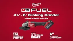 M18 FUEL™ 4-1/2” - 6” Braking Grinder Kit, Slide Switch, Lock-On