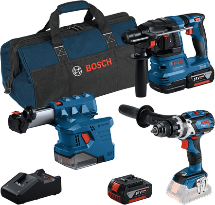 3 TOOL KIT 18V: GSB + GBH + GDE + 2X GBA 4.0AH + GAL 18V-40