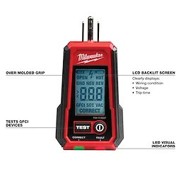 Digital GFCI Receptacle Tester and Voltage Detector w/ LED