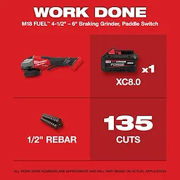 M18 FUEL™ 4-1/2"-6" Braking Grinder, Paddle Switch