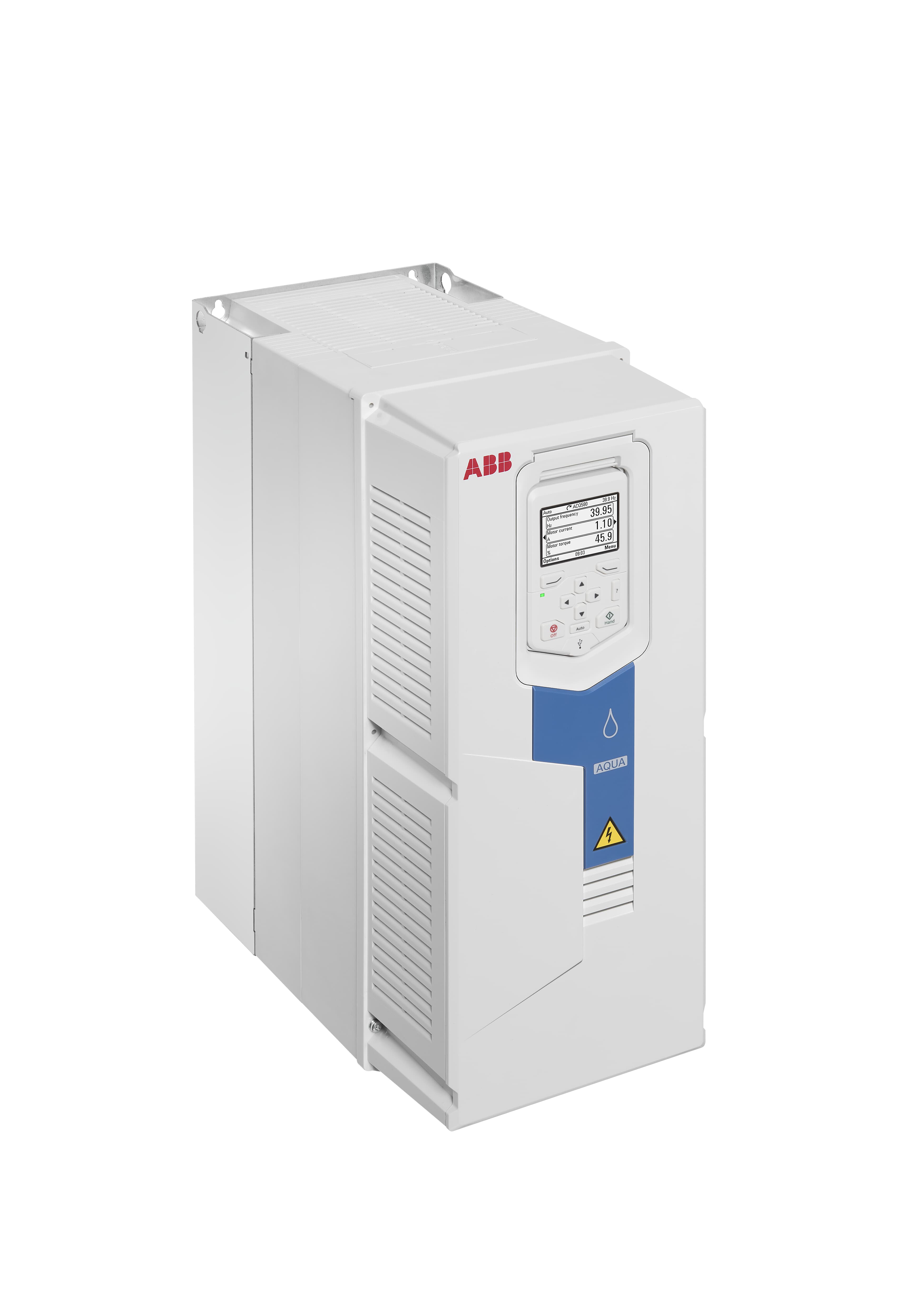 LV AC wall-mounted ultra-low harmonic drive for water and wastewater, IEC: Pn 7.5 kW, 17.0 A, 400 V, UL: Pld 10 Hp, 14.0 A, 480 V (ACQ580-31-018A-4)