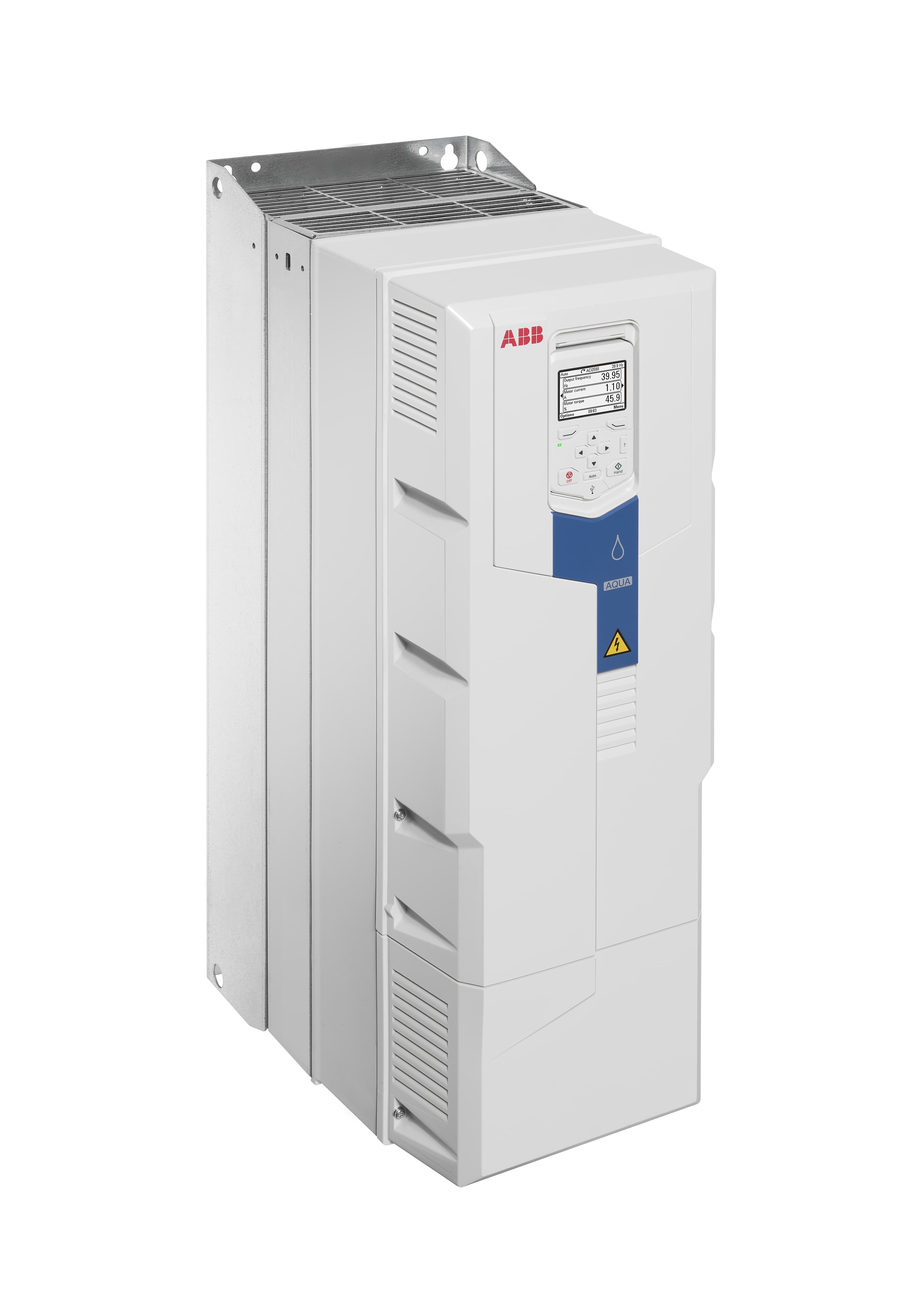 LV AC wall-mounted ultra-low harmonic drive for water and wastewater, IEC: Pn 18.5 kW, 38.0 A, 400 V, UL: Pld 25 Hp, 34.0 A, 480 V (ACQ580-31-039A-4)