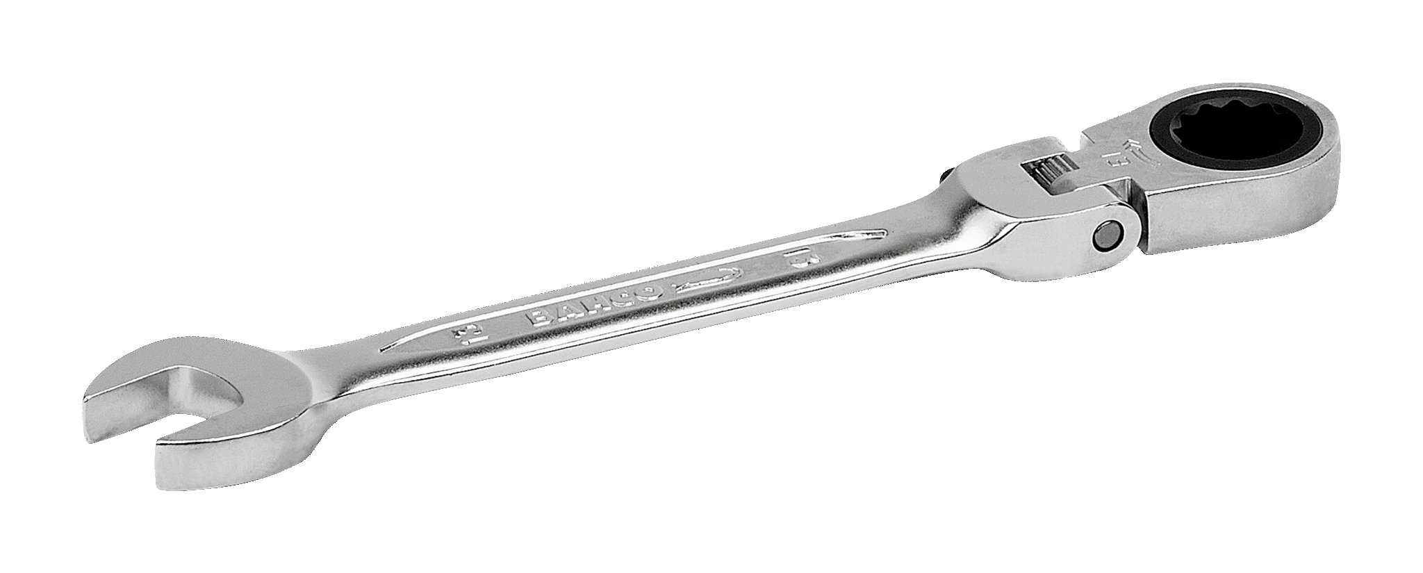 Metric Swivel Head Combination Ratcheting Wrenches with Chrome Finish