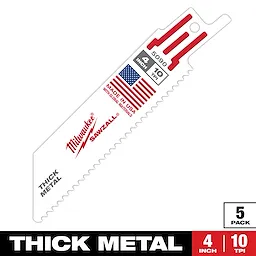 4" 10 TPI SAWZALL® Blade for Thick Metal (5 PK)