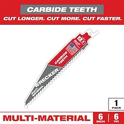 6" 6 TPI WRECKER™ with Carbide Teeth SAWZALL® Blade for Multi-Material (1 PK)