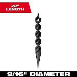 9/16” x 72" Flexible Cable Auger Bit
