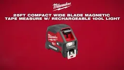 25ft Magnetic Tape Measure w/ Rechargeable 100L Light