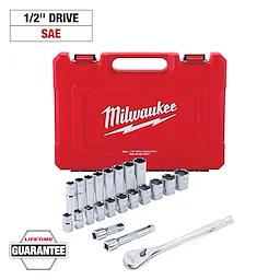 22 pc 1/2" Drive SAE Ratchet and Socket Set with FOUR FLAT™ Sides