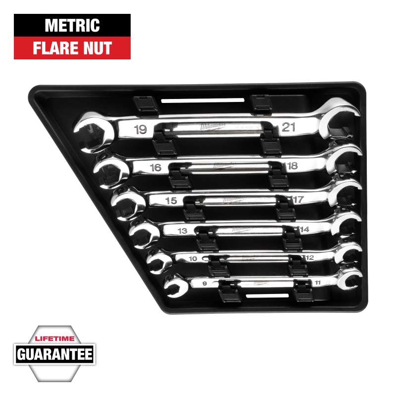 6pc Double End Flare Nut Wrench Set - Metric