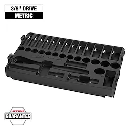 32pc 3/8" Drive Metric Ratchet and Socket Tray