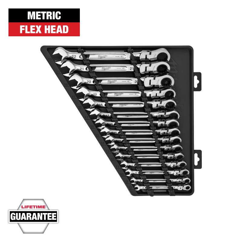 15pc Metric Flex Head Ratcheting Combination Wrench