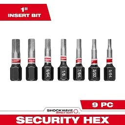 7PC SHOCKWAVE™ Impact Duty 1" Hex Security Insert Bit Set