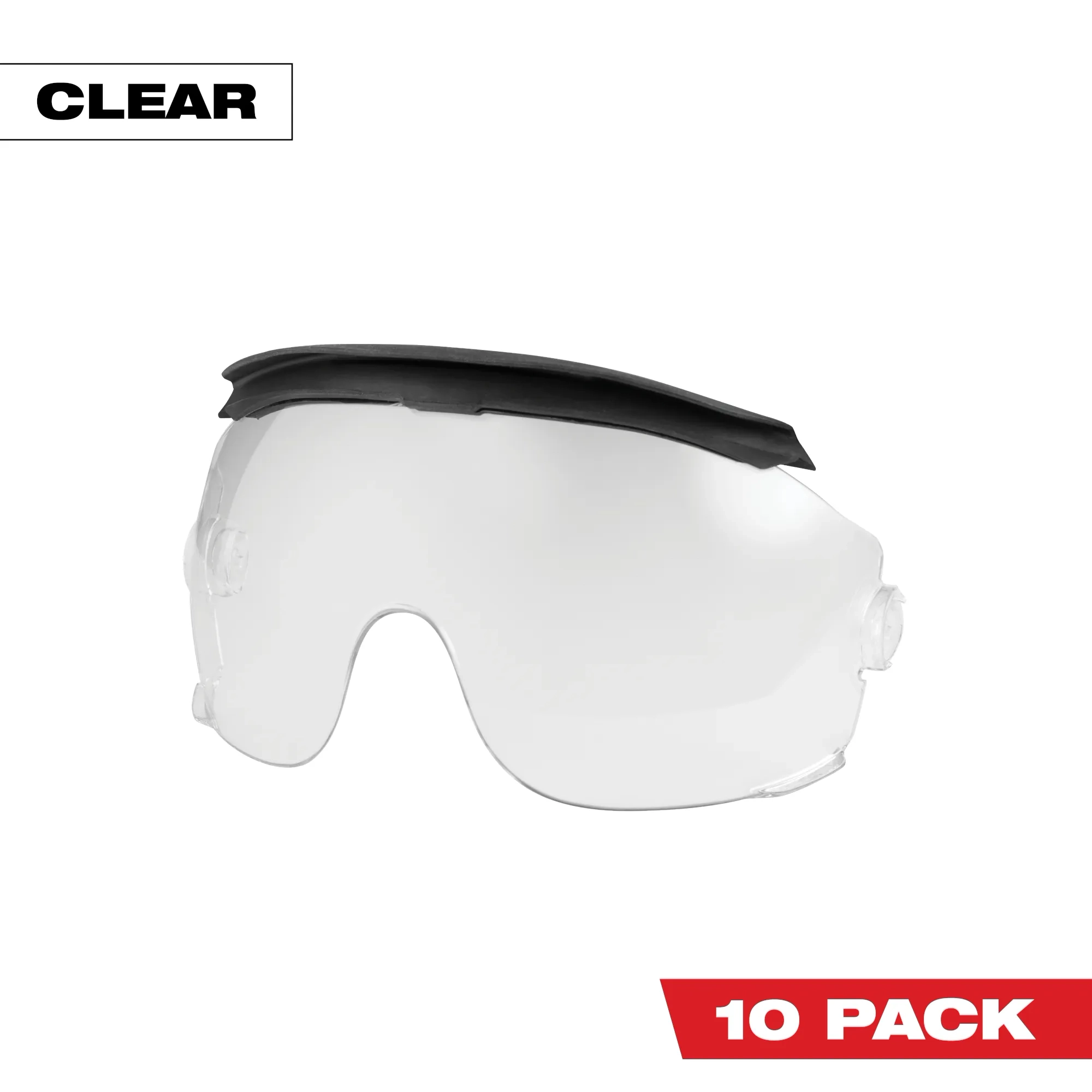 10pk Gasketed Clear Eye Visor Replacement Lenses (Milwaukee® BOLT™ Safety Helmet & BOLT™ Hard Hat Mount)