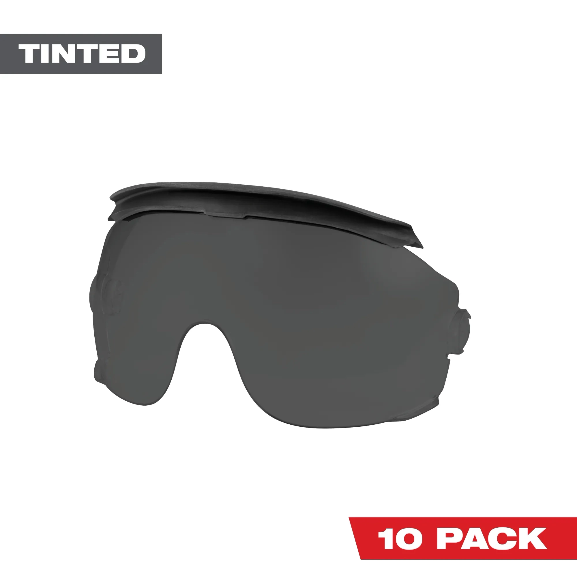 10pk Gasketed Tinted Eye Visor Replacement Lenses (Milwaukee® BOLT™ Safety Helmet & BOLT™ Hard Hat Mount)