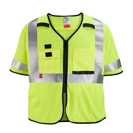 AR/FR Cat. 1 Class 3 High Visibility Yellow Mesh Safety Vest - S/M