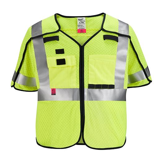 AR/FR Cat. 1 Class 3 Breakaway High Visibility Yellow Mesh Safety Vest - 4XL/5XL (ANSI/CSA)